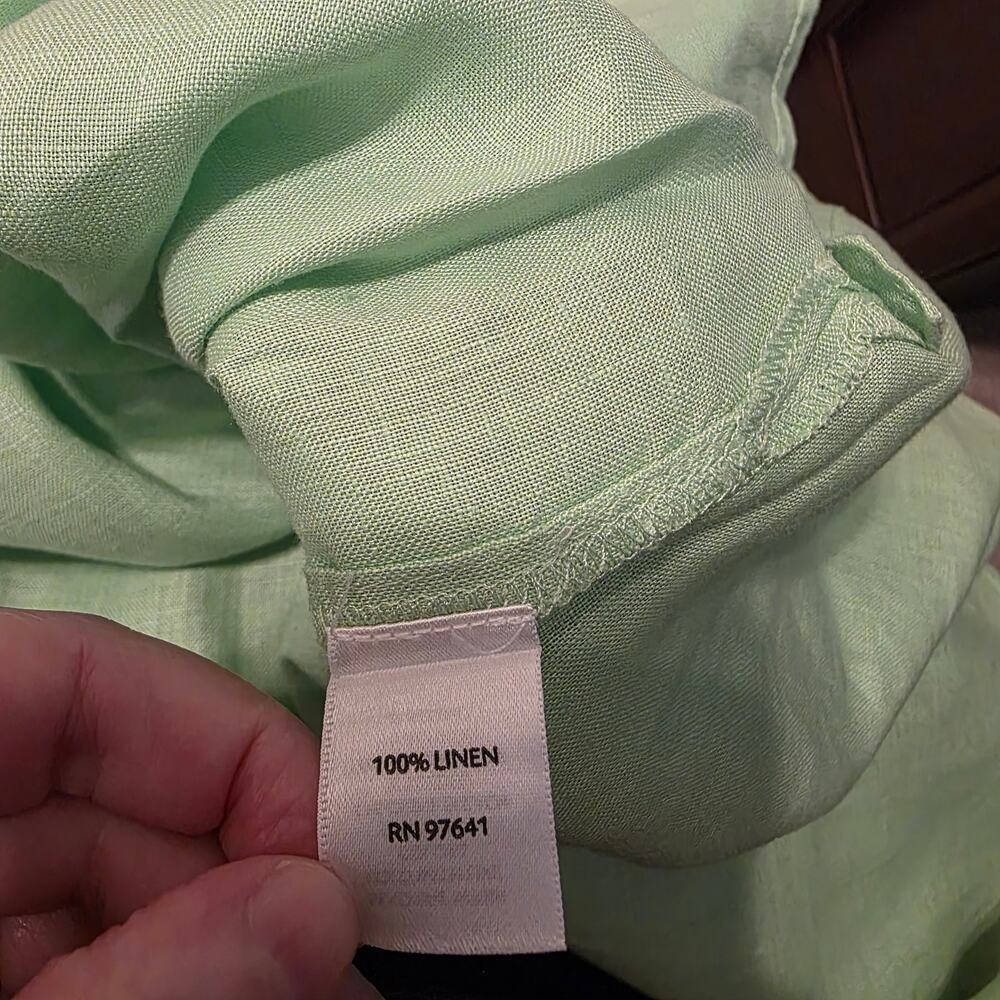 J. Jill Lime Green Linen 100% Linen Buttondown Blouse NWOT Sz Large - Picture 6 of 6